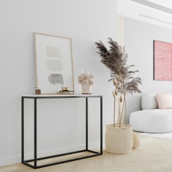 Schwarze Loft-Konsole mit weißer Platte 100