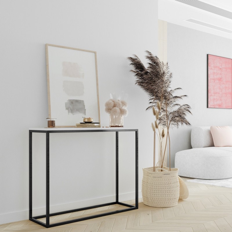 Schwarze Loft-Konsole mit weißer Platte 100