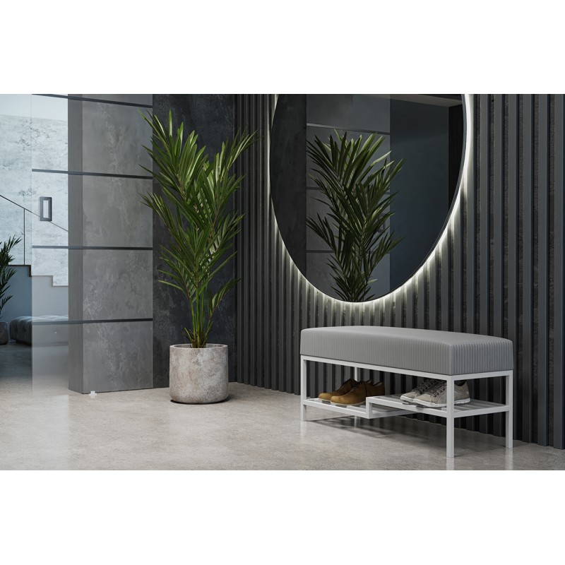 Polstersitzbank Esche Cord, für Flur Weiß