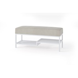 Bright Polsterbank mit Regal 100cm weiß und beige mit Schuhregal