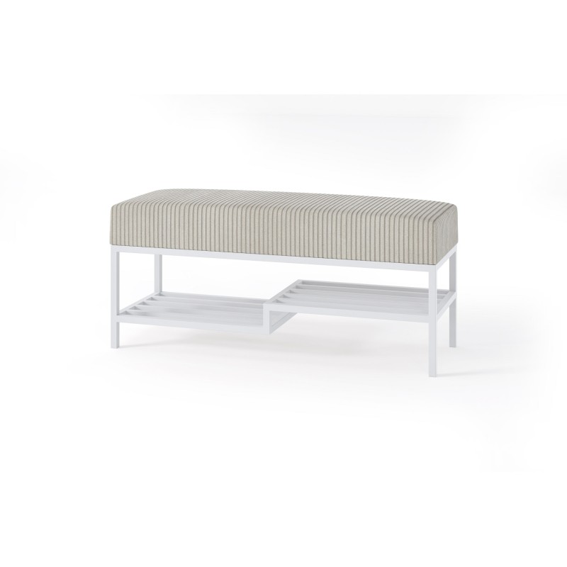 Bright Polsterbank mit Regal 100cm weiß und beige mit Schuhregal