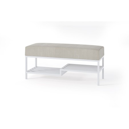 Bright Polsterbank mit Regal 100cm weiß und beige mit Schuhregal