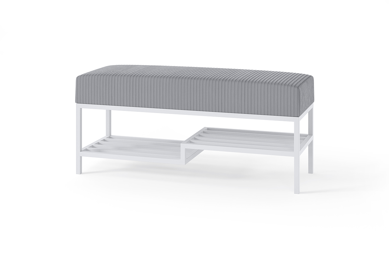 Polstersitzbank Esche Cord, für Flu Weiß